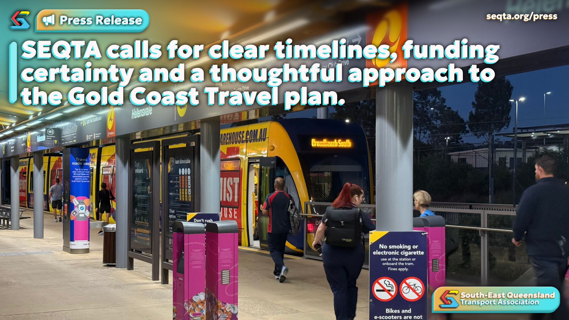 Gold Coast tram at Helensvale station